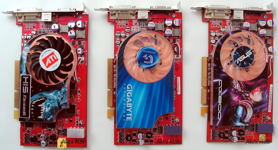 Платы Radeon X800Pro компаний ASUS, GIGABYTE и HIS - найди пять отличий :)